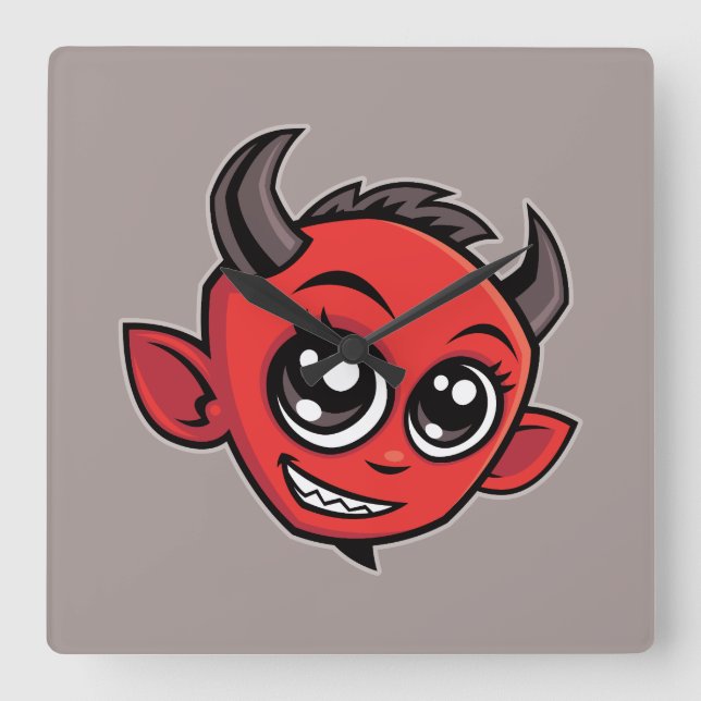 Reloj Cuadrado El diablo del Personalizado sonriente (Anverso)