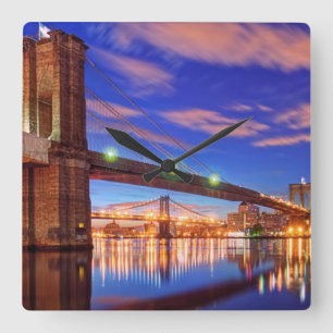 Reloj Cuadrado El East River, puente de Brooklyn, Manhattan