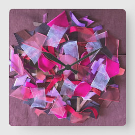 Reloj Cuadrado El efecto 3D moderno: cintas moradas de color rosa