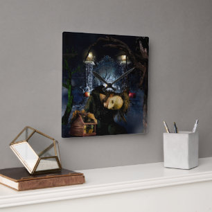 Reloj Cuadrado El espeluznante bosque de Halloween de SlipperyJoe