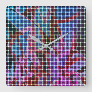 Reloj Cuadrado El estilo de la cesta es rosa oscuro, lila, azul..