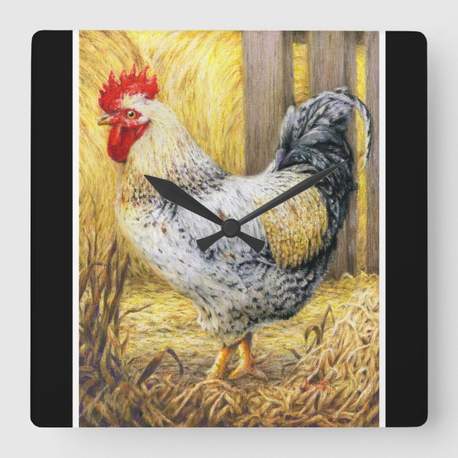 Reloj Cuadrado El gallo de los graneros (Anverso)
