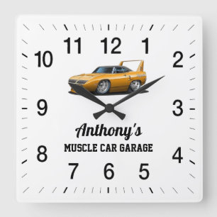 Reloj Cuadrado El garaje para autos musculares de Anthony