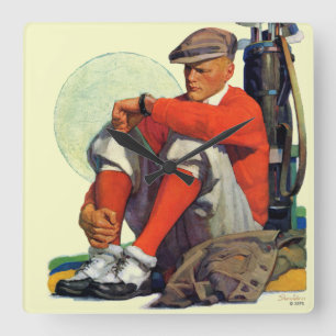 Reloj Cuadrado El golfista guardó el esperar