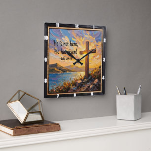 Reloj Cuadrado Él ha resucitado: Amanecer de Pascua