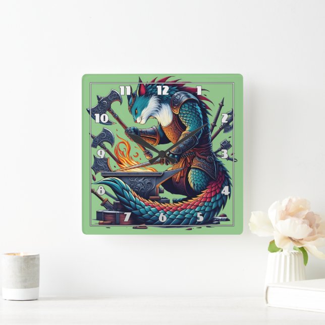Reloj Cuadrado El herrero del gato encantado falsifica armas al a (Hogar)
