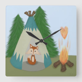 Reloj Cuadrado El Ilustracion zorro solitario