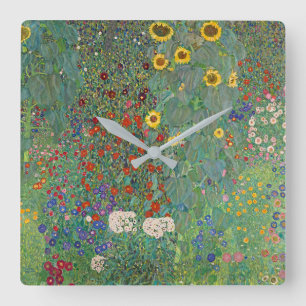 Reloj Cuadrado El jardín de la granja Gustav Klimt con girasoles
