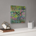 Reloj Cuadrado El Jardín Iris De Giverny De Claude Monet<br><div class="desc">El jardín Iris de Giverny pintado por Claude Monet. Alrededor de 1900. Esta imagen es de dominio público.</div>