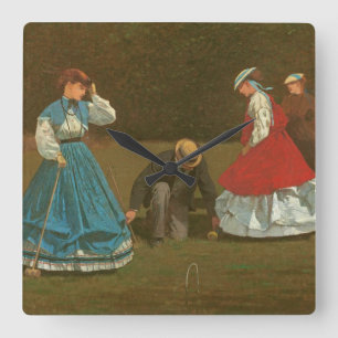 Reloj Cuadrado El juego del croquet, 1866 (aceite en lona)