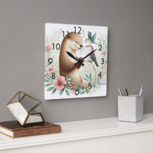 Reloj Cuadrado El Libro De Historias Woodland Babia Otter Y Bird