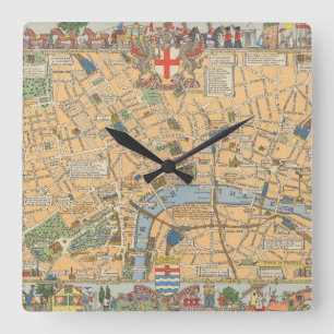 Reloj Cuadrado El mapa de los niños de Londres, Inglaterra