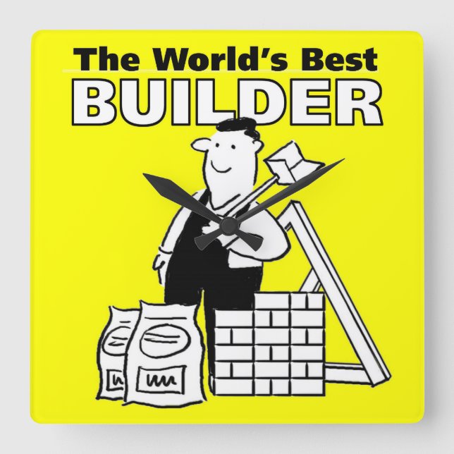 Reloj Cuadrado El mejor constructor del mundo (Anverso)
