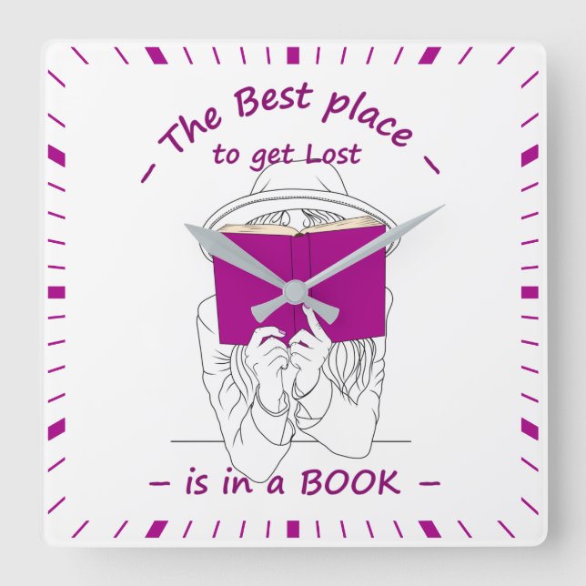 Reloj Cuadrado El mejor lugar para perderse es en un libro (Anverso)