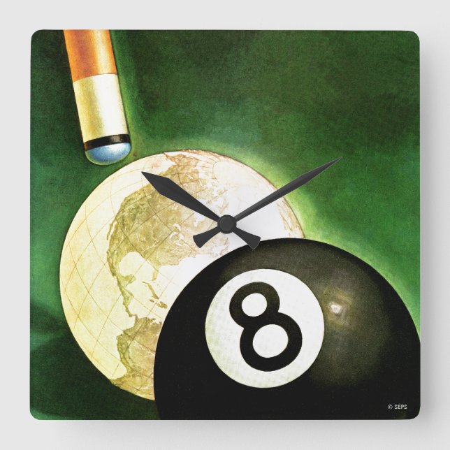 Reloj Cuadrado El mundo como una pelota (Anverso)