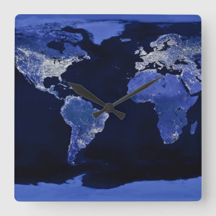 Reloj Cuadrado El mundo de la noche - Mapa, espacio