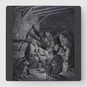 Reloj Cuadrado El Nacimiento de Gustave Doré Tinta Victoriana Pre