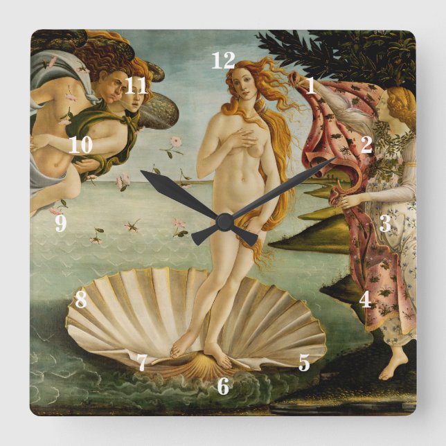 Reloj Cuadrado El nacimiento de Venus | Botticelli (Anverso)