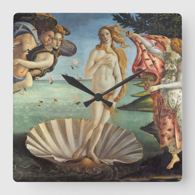 Reloj Cuadrado El nacimiento de Venus por Sandro Botticelli (Anverso)