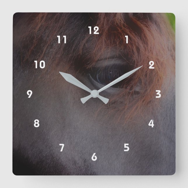 Reloj Cuadrado El Ojo De Un Animal De Caballo (Anverso)