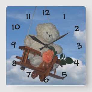 Reloj Cuadrado El oso de peluche volador