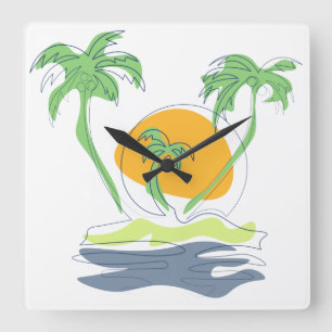 Reloj Cuadrado El paisaje de las playas de las islas tropicales. 