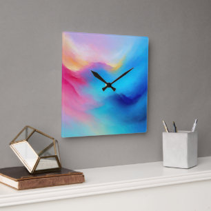 Reloj Cuadrado El paisaje marino rosa y azul "Shroudglen".
