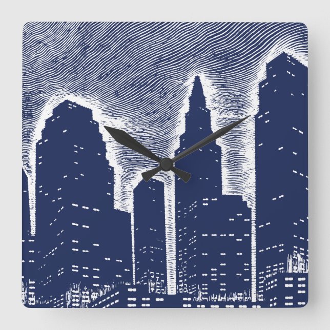 Reloj Cuadrado El paisaje urbano de Big City Night Lights (Anverso)