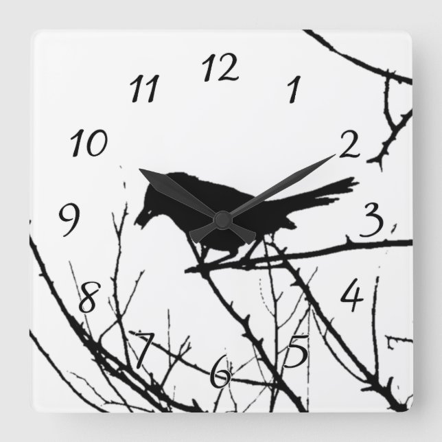 Reloj Cuadrado El pájaro silhouette amor mirando el pájaro (Anverso)