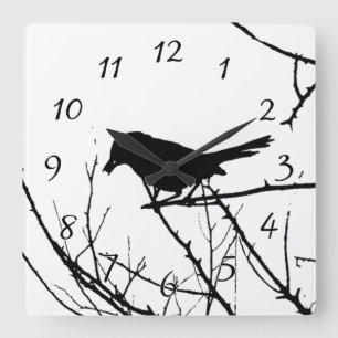 Reloj Cuadrado El pájaro silhouette amor mirando el pájaro
