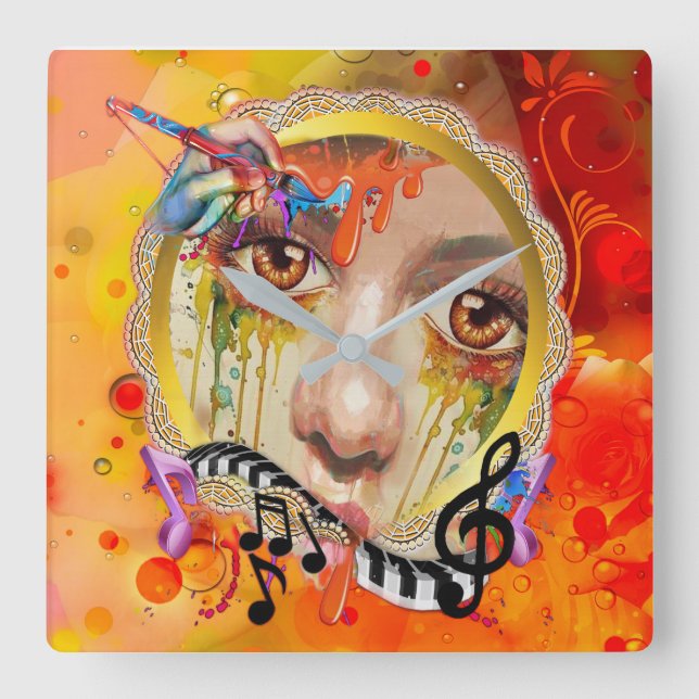 Reloj Cuadrado El palet artístico (Anverso)