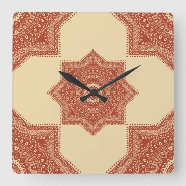 Reloj Cuadrado El patrón rojo marroquí (Anverso)