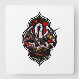 Reloj Cuadrado El pelícano como símbolo cristiano