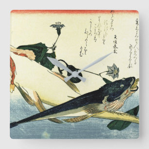 Reloj Cuadrado El pescado japonés de Kochi (Bartail Flathead) Hir