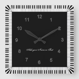 Reloj Cuadrado El piano cierra divertido blanco y negro