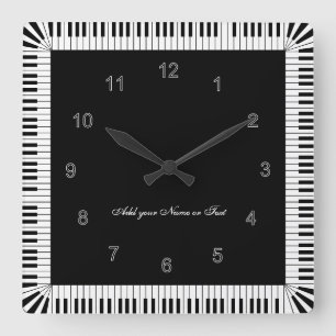 Reloj Cuadrado El piano cierra divertido blanco y negro