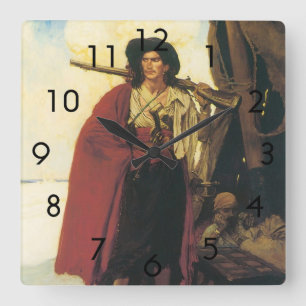Reloj Cuadrado El pirata vintage bucanero era un tipo pintoresco