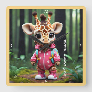 Reloj Cuadrado "El Playdate del bebé Giraffe"