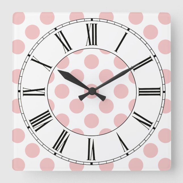 Reloj Cuadrado El Polka Rosa Dots Girly (Anverso)