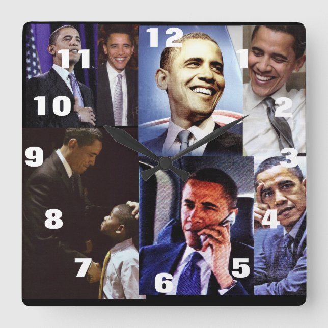 RELOJ CUADRADO EL PRESIDENTE ESTADOUNIDENSE BARACK OBAMA (Anverso)