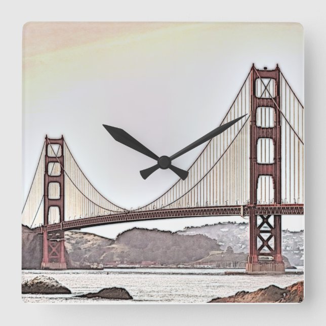 Reloj Cuadrado El puente Golden Gate - San Francisco, California (Anverso)