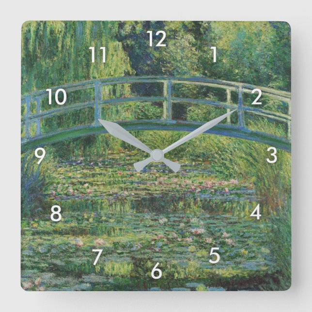 Reloj Cuadrado El puente japonés (estanque de Lily-Agua), Monet (Anverso)