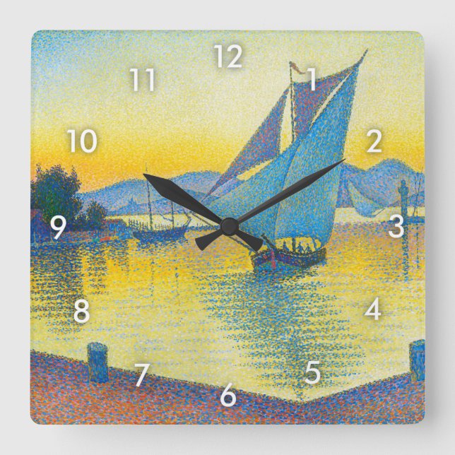 Reloj Cuadrado El puerto al atardecer, la señal (Anverso)