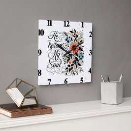 Reloj Cuadrado Él restaura mi alma floral