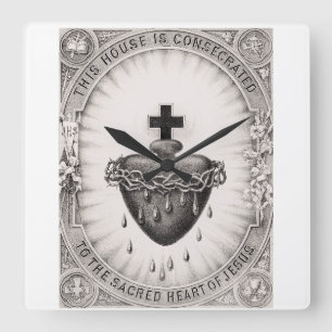 Reloj Cuadrado El Sagrado Corazón de Jesús Símbolo de lo Divino