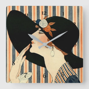Reloj Cuadrado “El sombrero negro” Art Deco de George Barbier