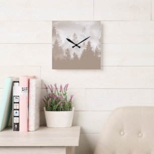 Reloj Cuadrado El sueño de los bosques de Beige 1 #art #travel