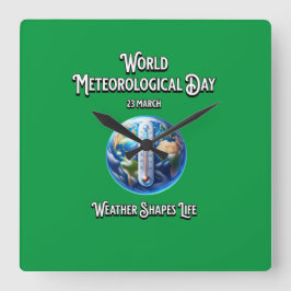 Reloj Cuadrado El Tiempo Forma La Vida. Día Meteorológico Mundial