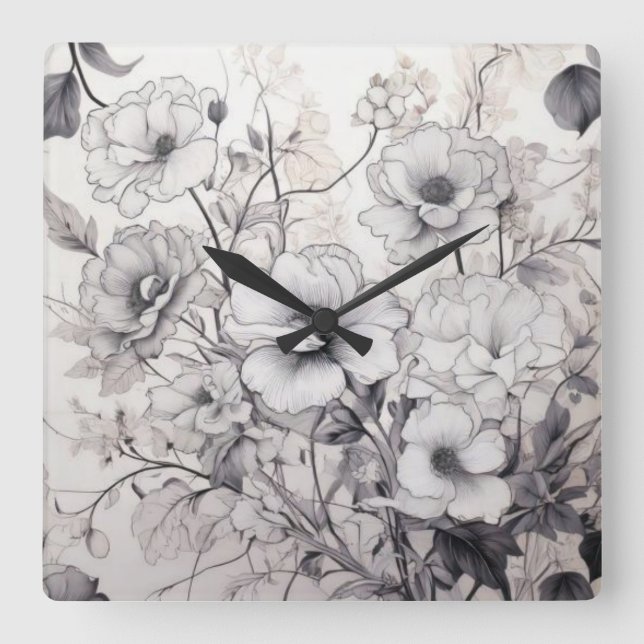 Reloj Cuadrado El tiempo puede ser blanco y negro (Anverso)