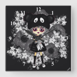 Reloj Cuadrado El triste Chica gótico Kawaii PinkyP de LeahG